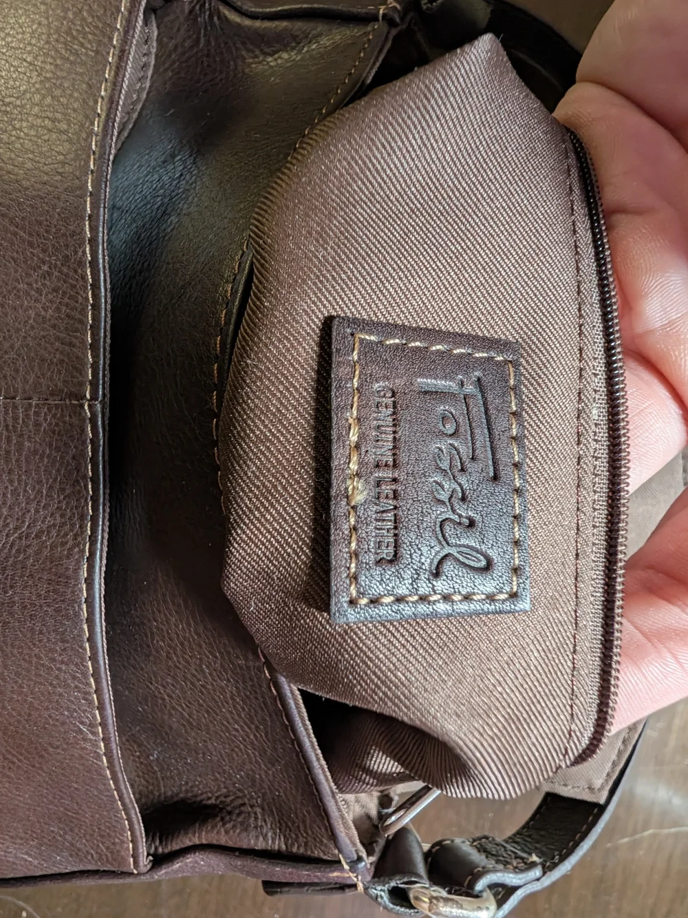 Fossil Vintage Brown Pebbled Leather Buckle Flap Crossbody Bag